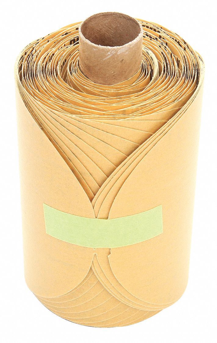 PSA Sanding Disc Roll: 5 in Dia, Non-Vacuum, Aluminum Oxide, P400 Grit, A Wt Paper, 216U, P400, A