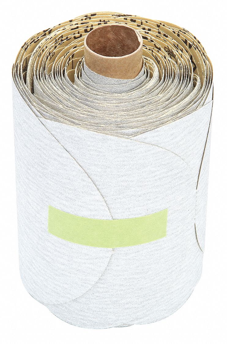 PSA Sanding Disc Roll: 5 in Dia, Non-Vacuum, Silicon Carbide, 150 Grit, A Wt Paper, 426U, 150, A