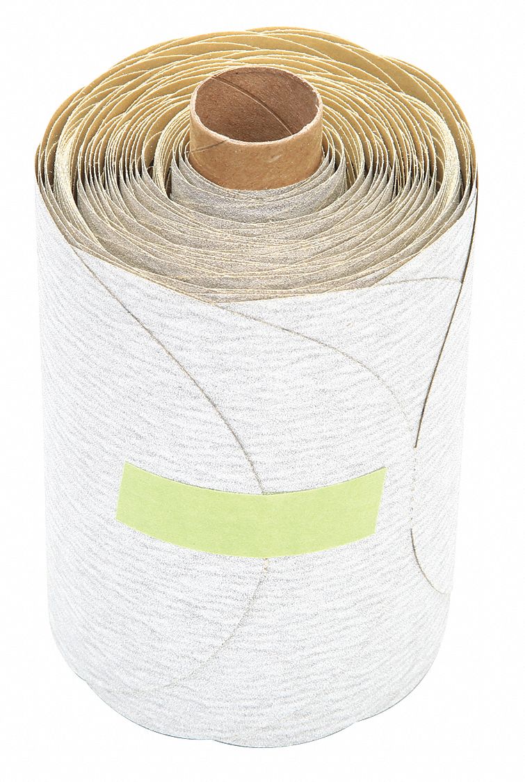 PSA Sanding Disc Roll: 5 in Dia, Non-Vacuum, Silicon Carbide, 180 Grit, A Wt Paper, 426U, 180, A