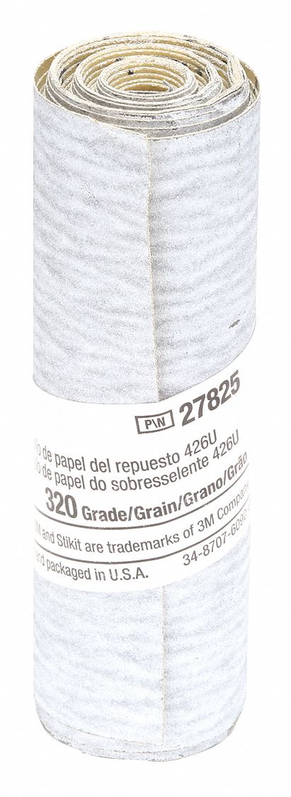 Sandpaper Roll: 3 1/4 in W x 8 1/4 ft L, Silicon Carbide, 320 Grit, A Wt Paper, PSA, 426U