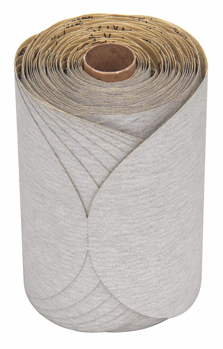 PSA Sanding Disc Roll: 6 in Dia, Non-Vacuum, Silicon Carbide, 180 Grit, A Wt Paper, 426U, 180, A