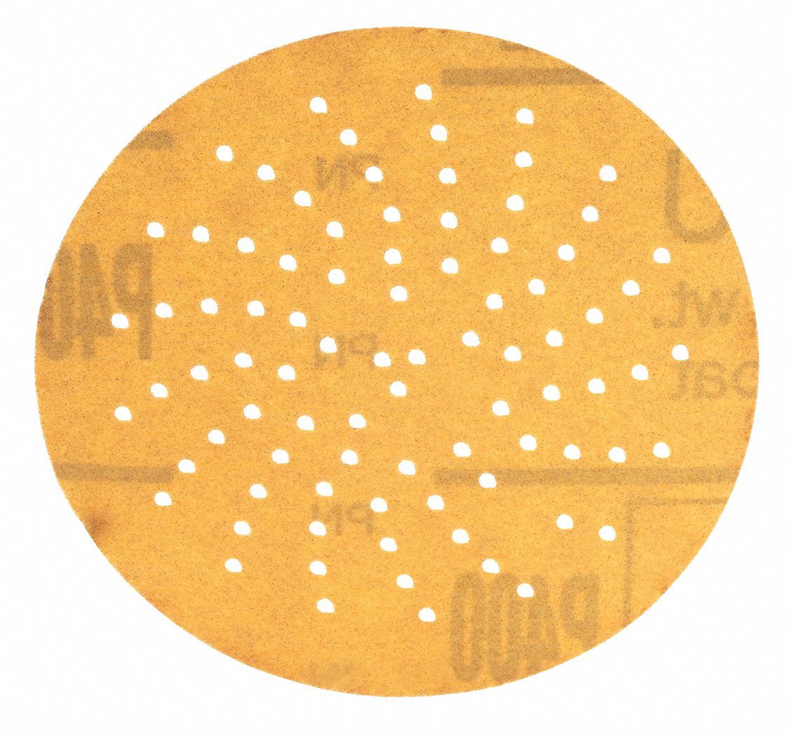 Hook-and-Loop Sanding Disc: 3 in Dia, Multi-Hole, Aluminum Oxide, P400 Grit, A Wt Paper, 216U
