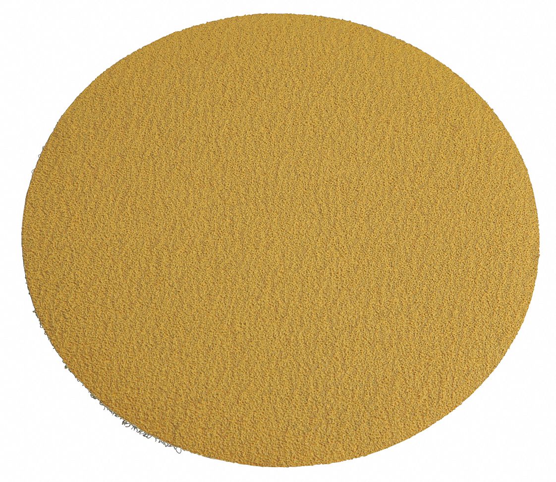 Hook-and-Loop Sanding Disc: 6 in Dia, Non-Vacuum, Aluminum Oxide, P120 Grit, 2 mil Wt Film, 255L