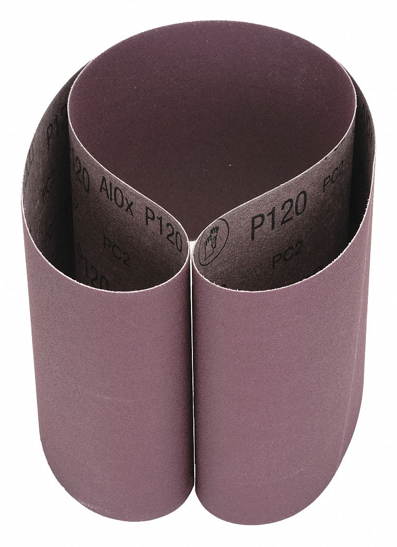 Sanding Belt: 6 in W x 48 in L, Aluminum Oxide, P120 Grit, X Wt Cloth Backing, 341D