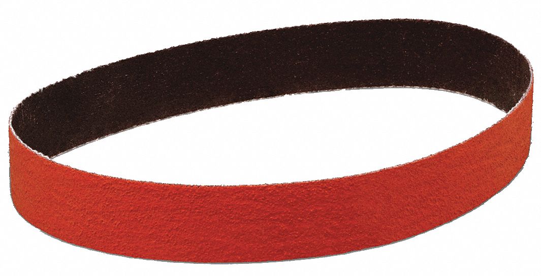Sanding Belt: 1 in W x 132 in L, Ceramic, 80 Grit, YF Wt Polyester Backing, 984F