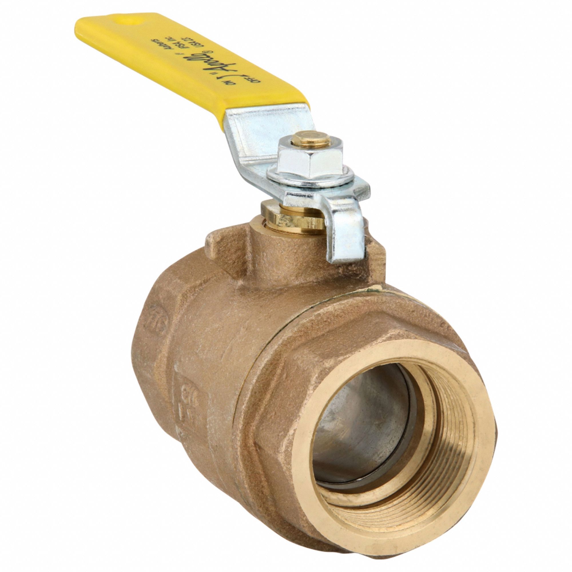 Manual Two-Way Ball Valve: 1 1/2 in, Bronze, Straight, FNPT x FNPT, Full Port, Two-Piece