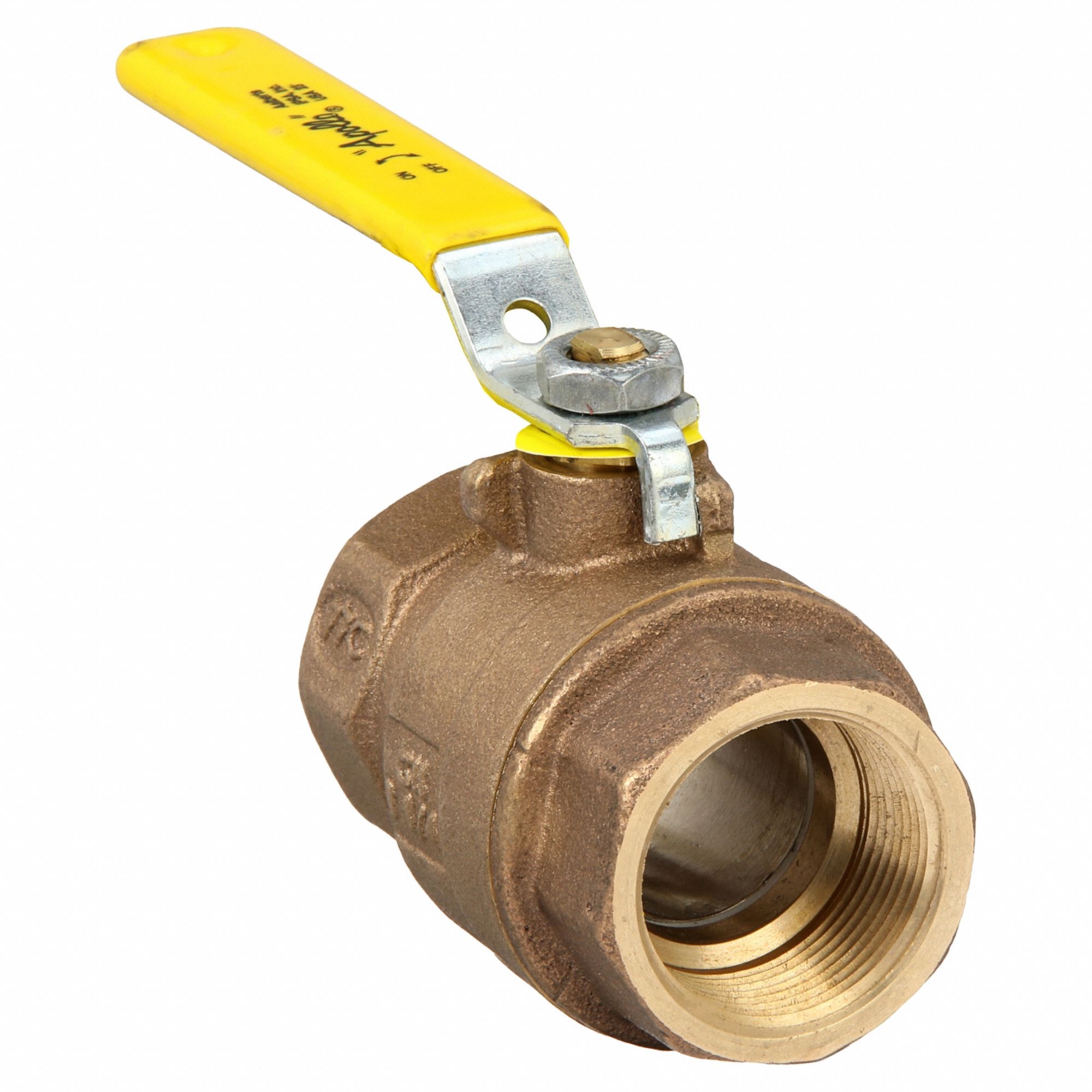 Manual Two-Way Ball Valve: 1 1/4 in, Bronze, Straight, FNPT x FNPT, Full Port, Two-Piece