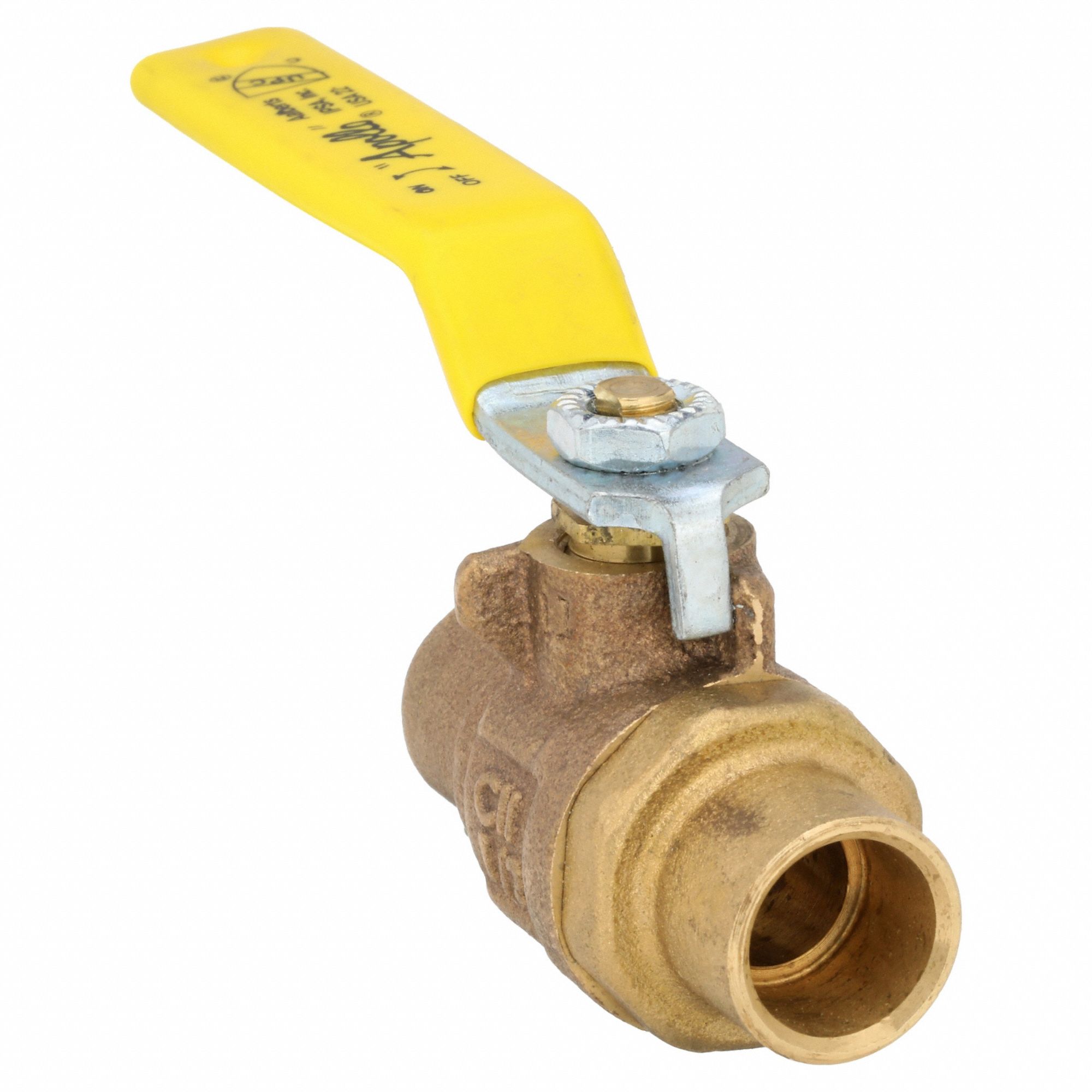 Manual Two-Way Ball Valve: 1/2 in, Bronze, Straight, Sweat x Sweat, Full Port, Two-Piece
