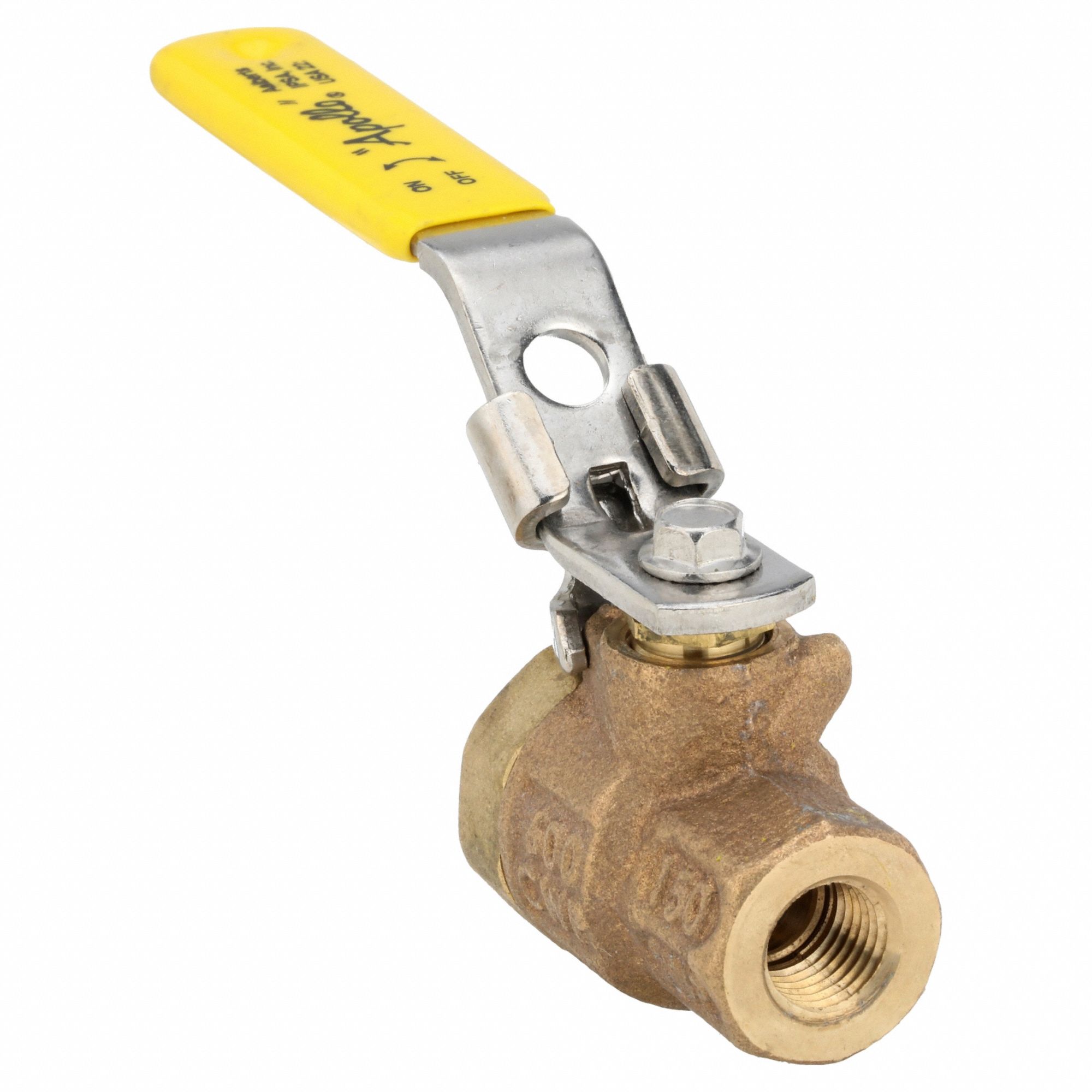 Manual Two-Way Ball Valve: 1/4 in, Bronze, Straight, FNPT x FNPT, 600 psi Max. Pressure (CWP)