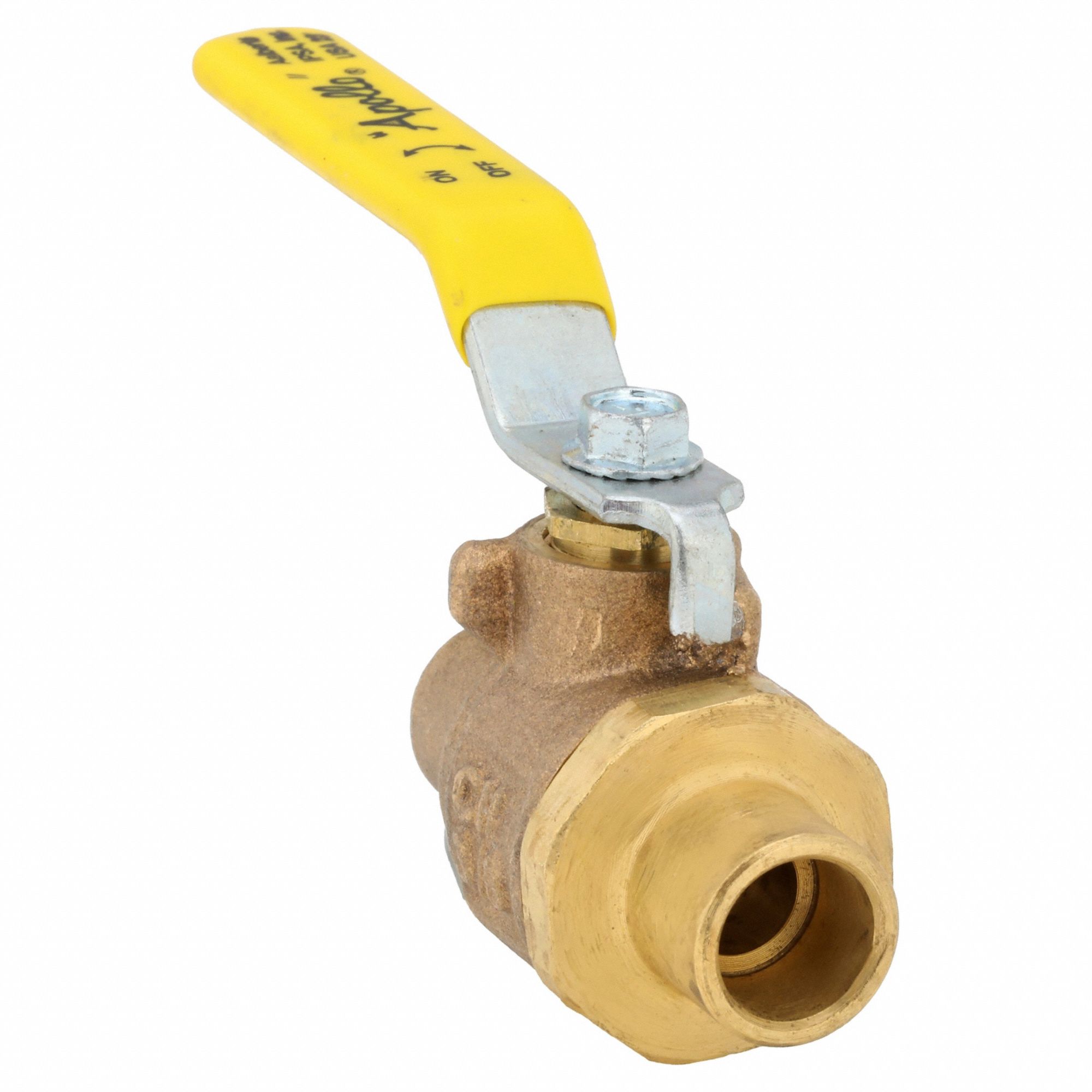 Manual Two-Way Ball Valve: 3/8 in, Bronze, Straight, Sweat x Sweat, Full Port, Two-Piece