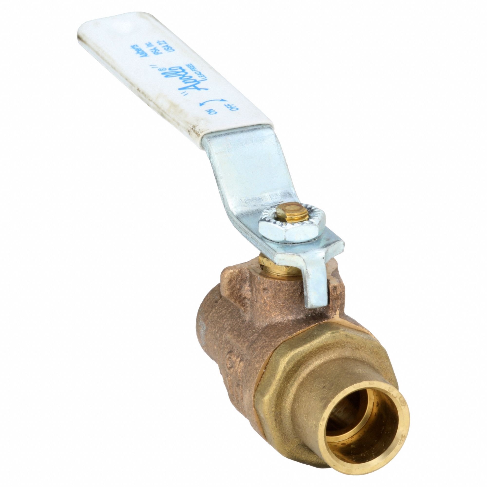 Manual Two-Way Ball Valve: 1/2 in Size, Brass/Bronze, Straight, Sweat x Sweat, Two-Piece