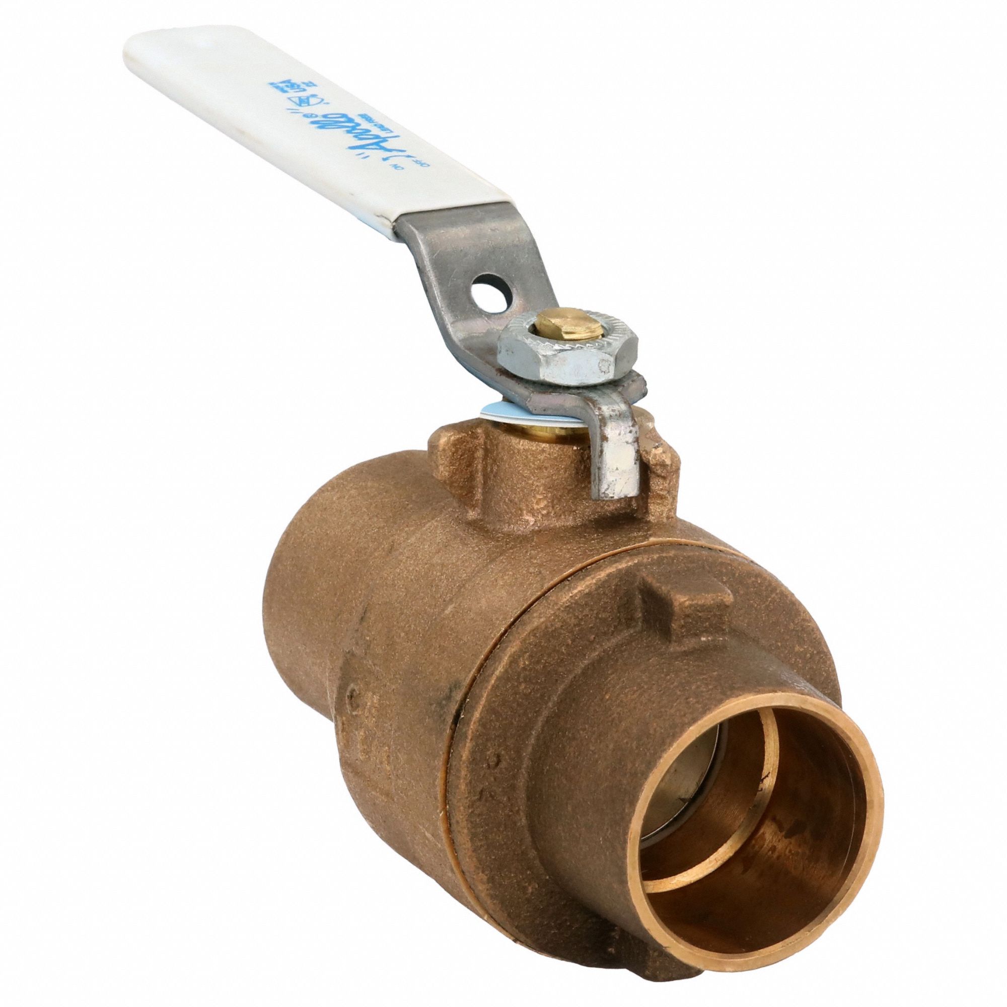 Manual Two-Way Ball Valve: 1 1/4 in Size, Brass/Bronze, Straight, Sweat x Sweat, Two-Piece