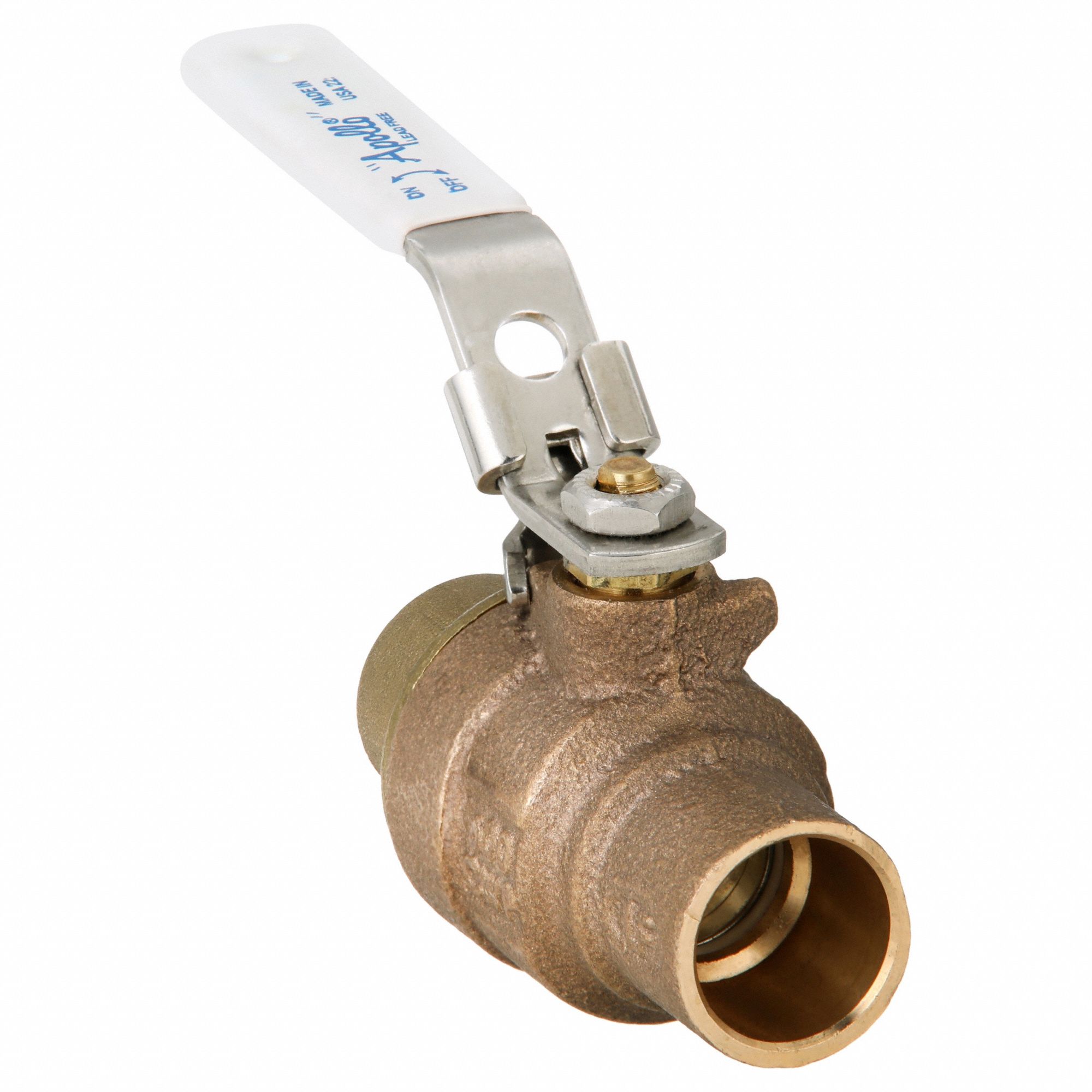 Manual Two-Way Ball Valve: 3/4 in Size, Brass/Bronze, Straight, Sweat x Sweat, Two-Piece