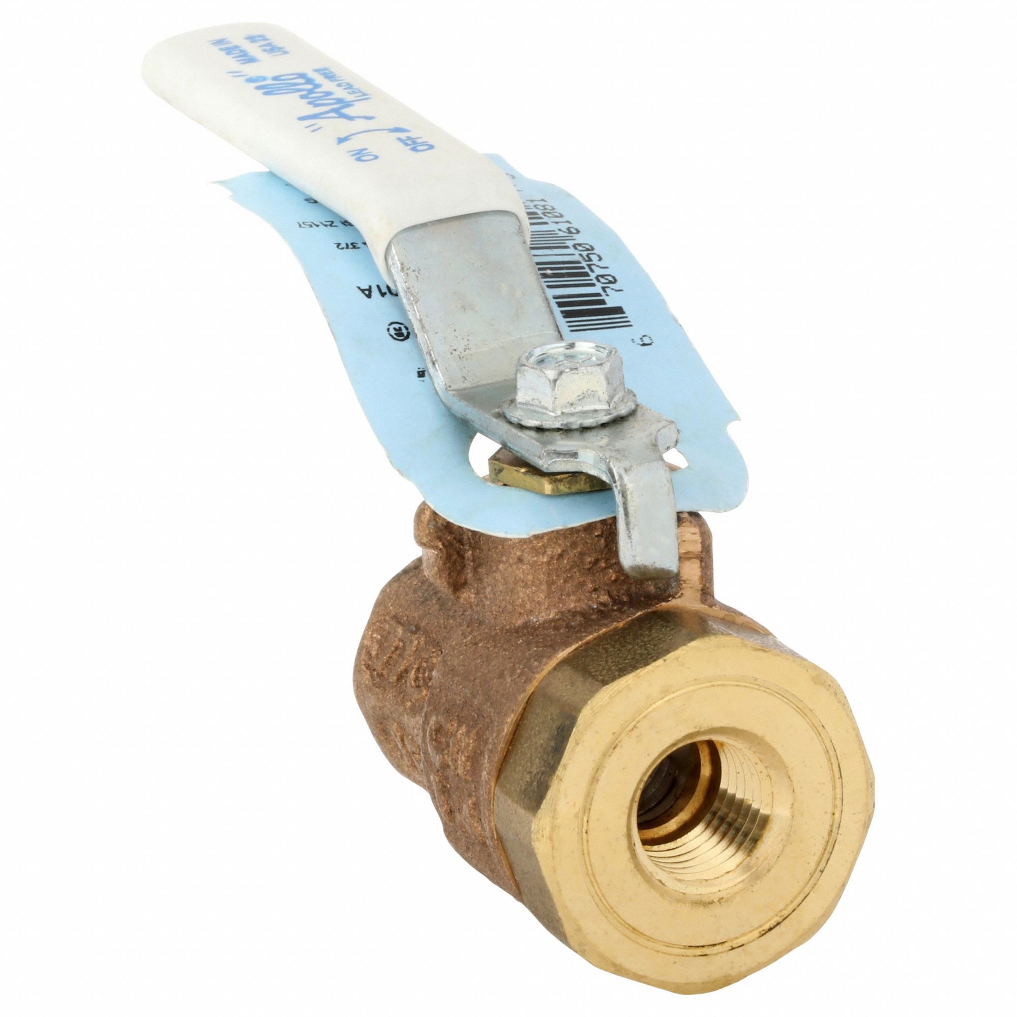 Manual Two-Way Ball Valve: 1/4 in Size, Brass/Bronze, Straight, FNPT x FNPT, Two-Piece, Lever