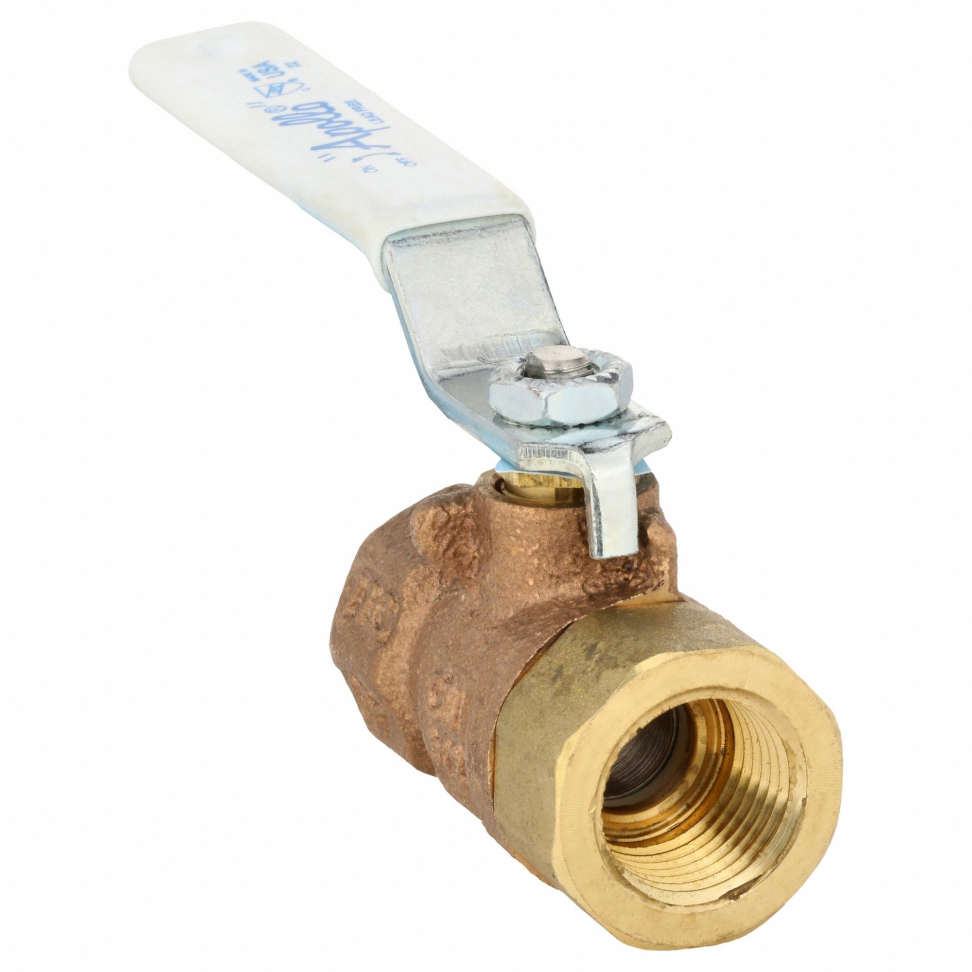 Manual Two-Way Ball Valve: 1/2 in Size, Brass/Bronze, Straight, FNPT x FNPT, Two-Piece, Lever