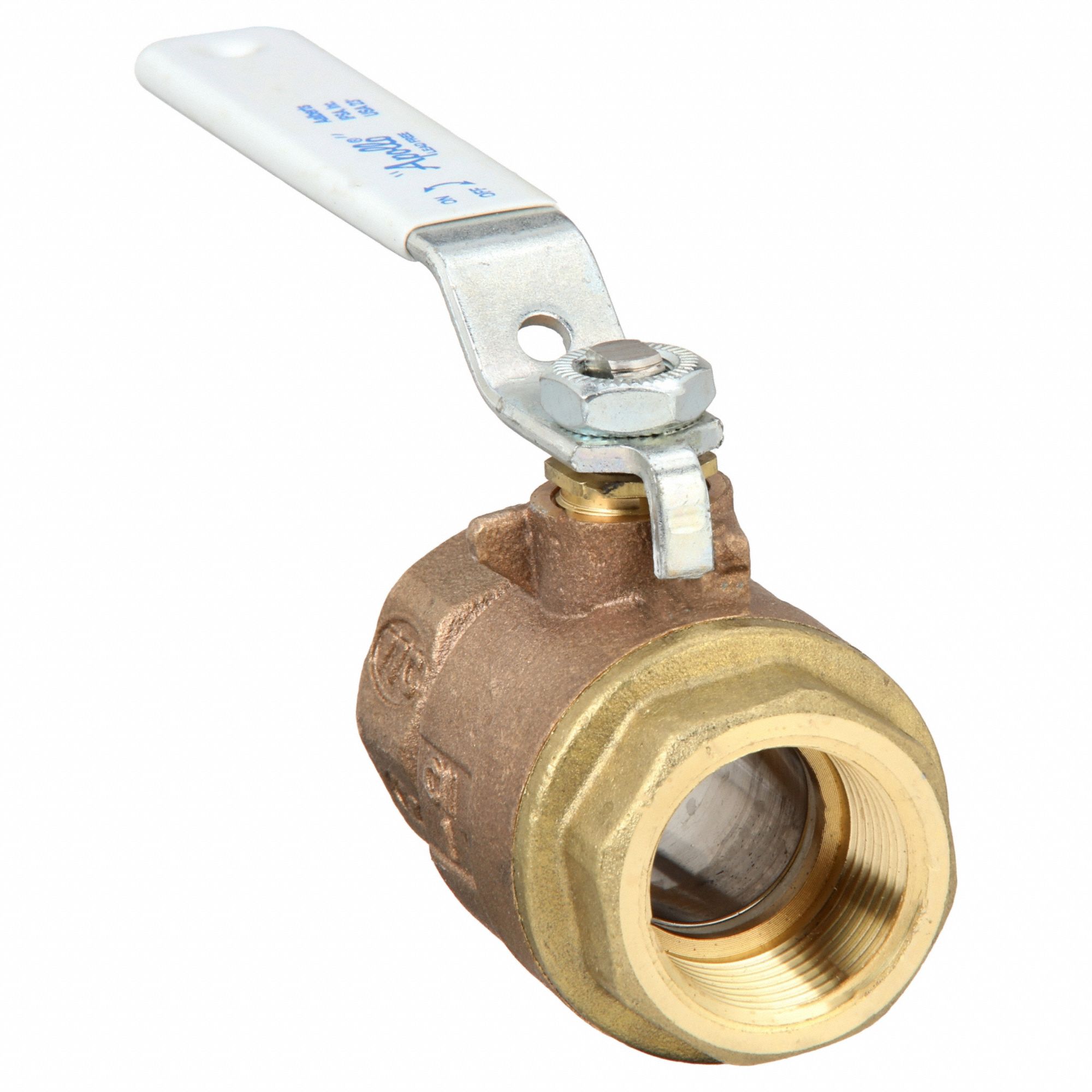 Manual Two-Way Ball Valve: 1 in Size, Brass/Bronze, Straight, FNPT x FNPT, Two-Piece, Lever