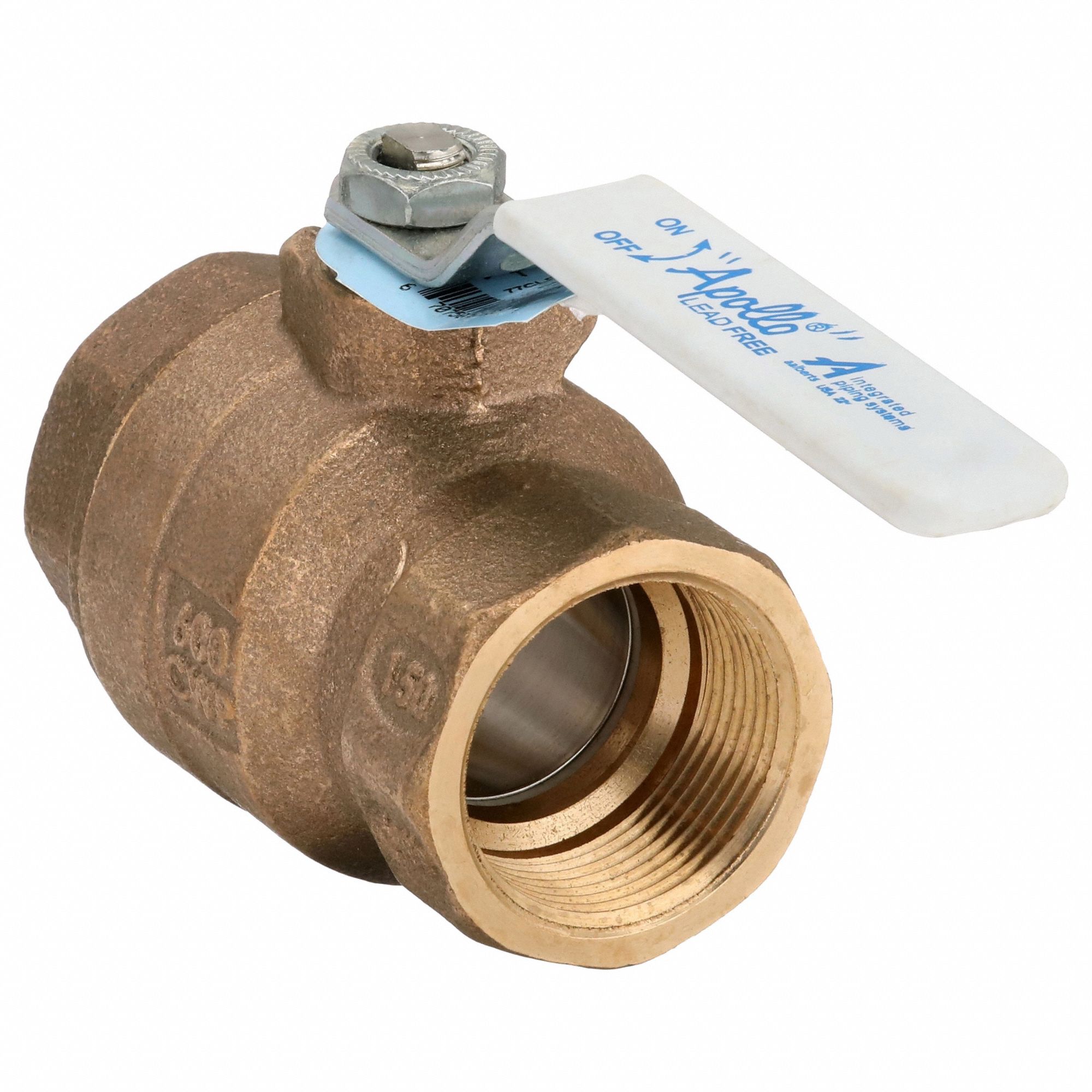 Manual Two-Way Ball Valve: 1 1/4 in Size, Brass/Bronze, Straight, FNPT x FNPT, Two-Piece