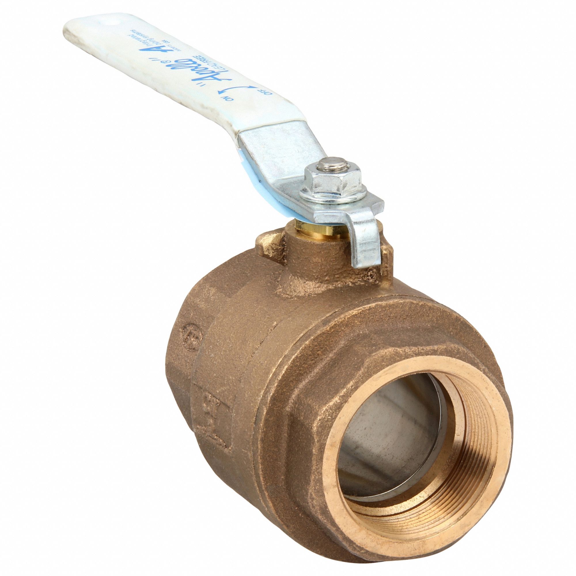 Manual Two-Way Ball Valve: 2 in Size, Brass/Bronze, Straight, FNPT x FNPT, Two-Piece, Lever