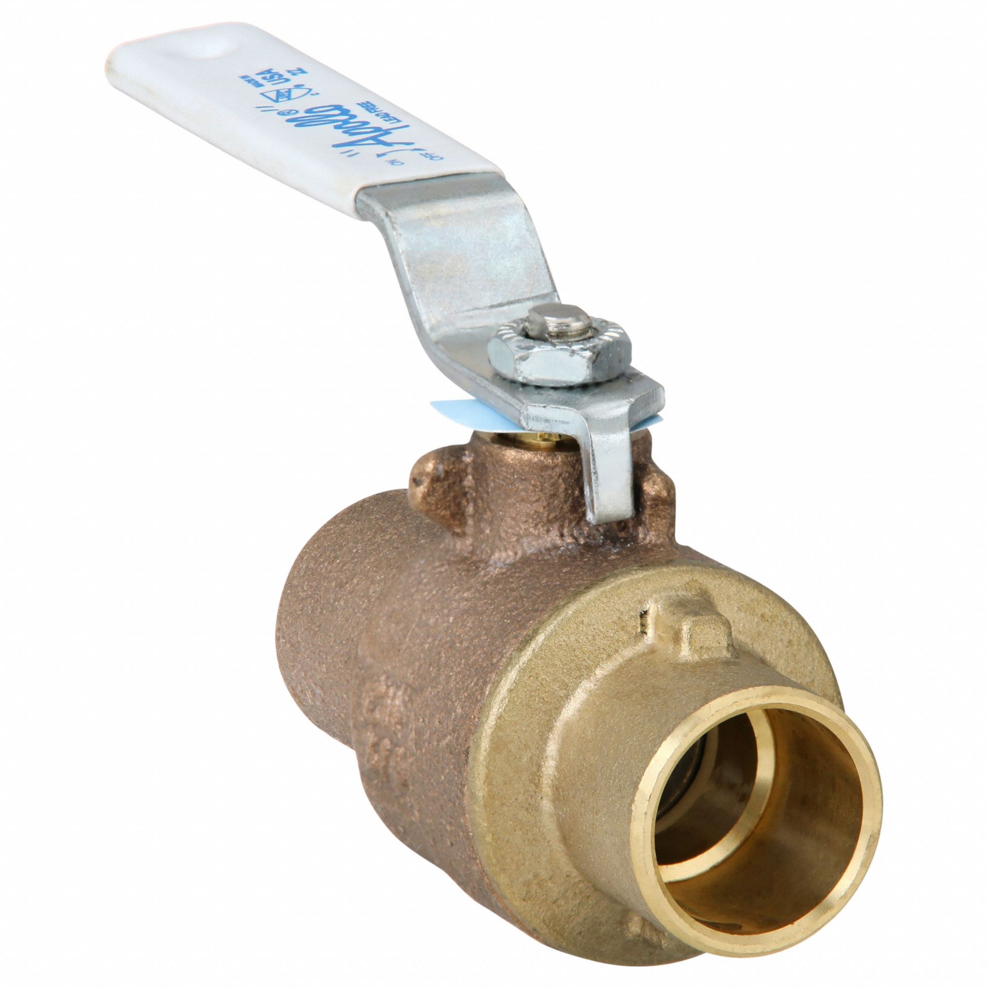 Manual Two-Way Ball Valve: 3/4 in Size, Brass/Bronze, Straight, Sweat x Sweat, Two-Piece