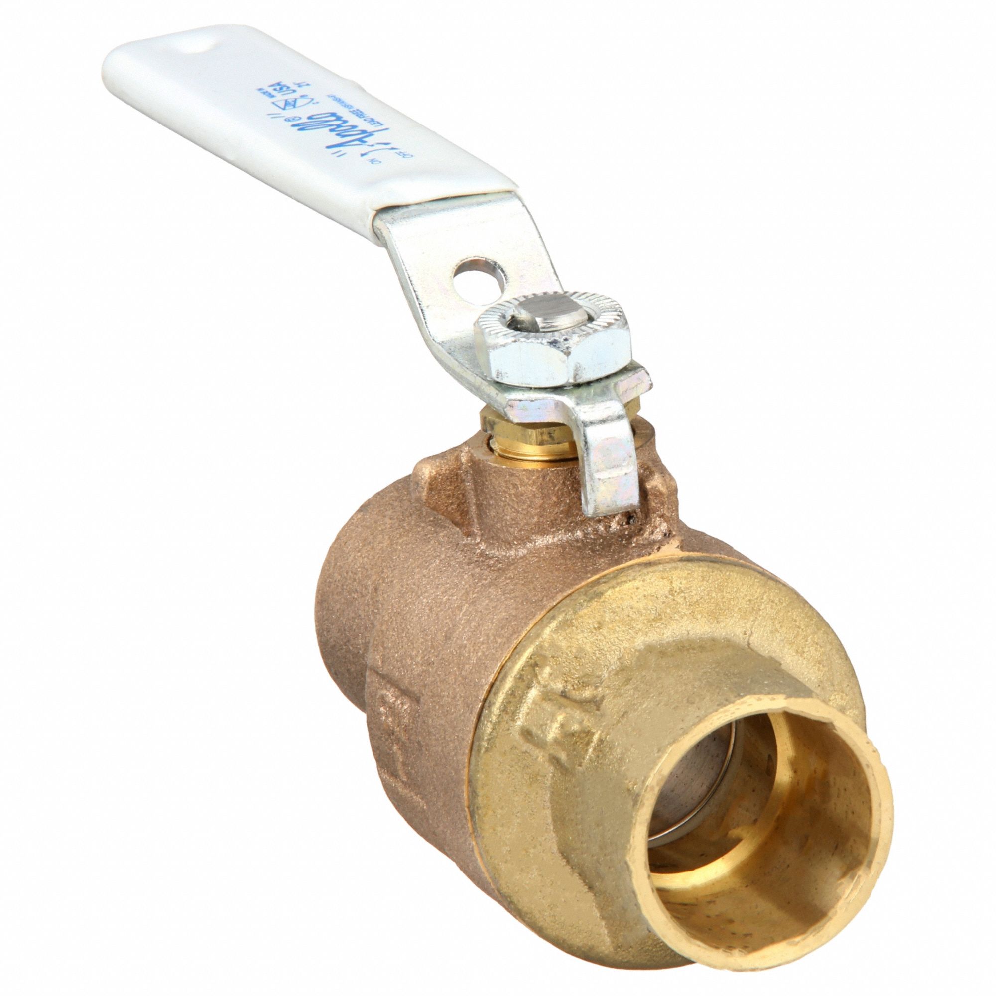 Manual Two-Way Ball Valve: 1 in Size, Brass/Bronze, Straight, Sweat x Sweat, Two-Piece, Lever
