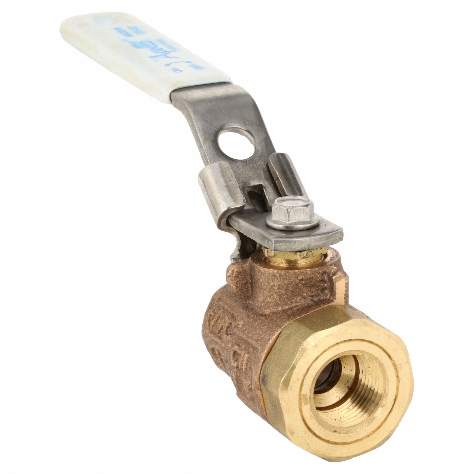 Manual Two-Way Ball Valve: 3/8 in Size, Brass/Bronze, Straight, FNPT x FNPT, Two-Piece