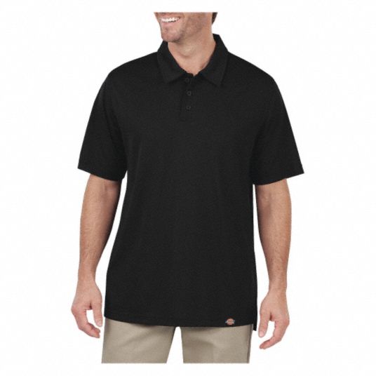 DICKIES Short Sleeve Polo: Men's, 3XL, Black, Regular, Polo Shirt ...