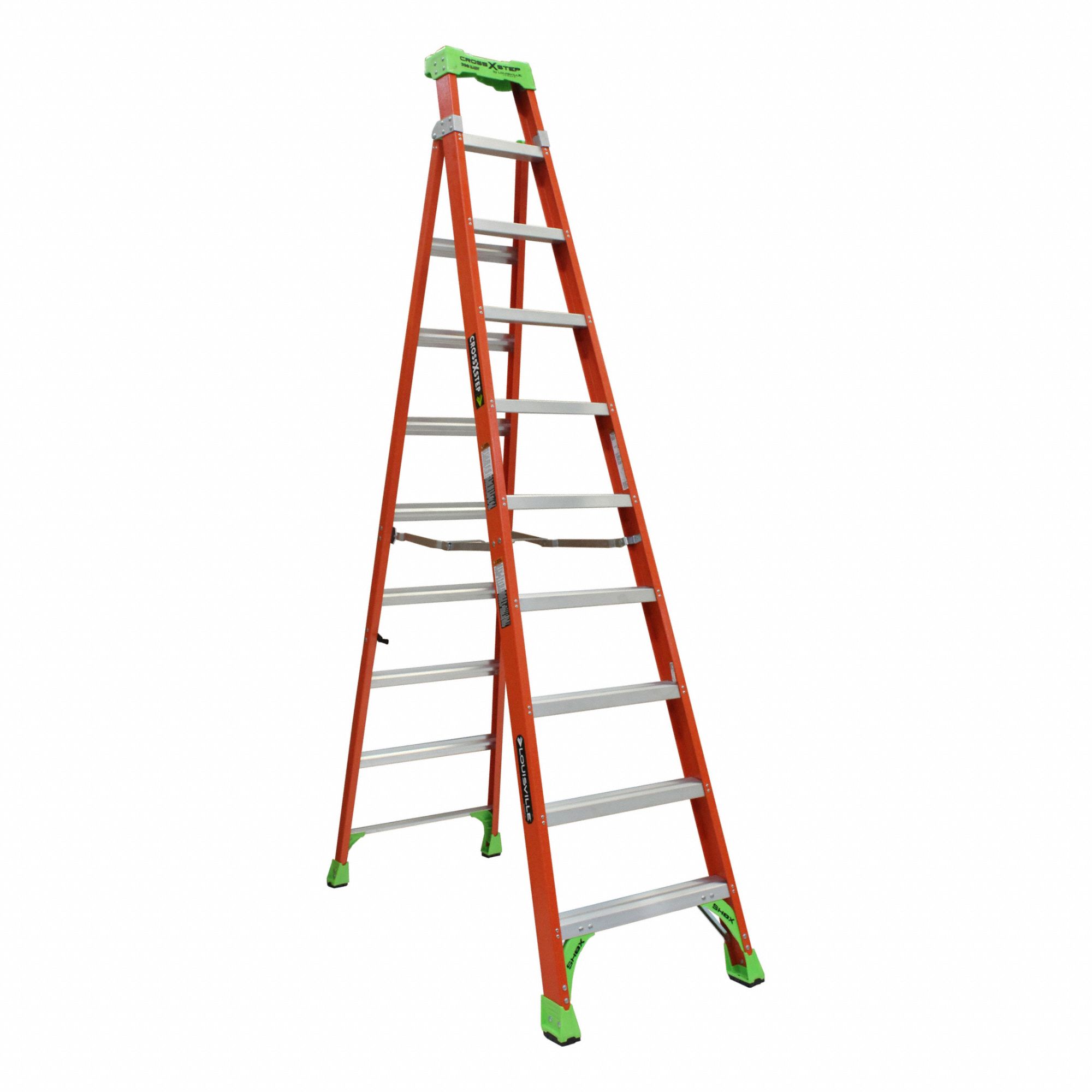 STEPLADDER, 10 FT LADDER SIZE, FIBREGLASS, 300 LB LOAD CAPACITY, 38 LB W