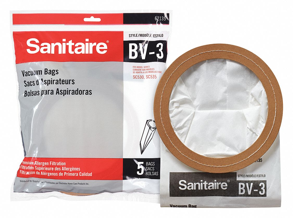Vacuum Bag: Sanitaire, SC530B/SC535A, Dry, Paper, 2-Ply, Std, 6213510