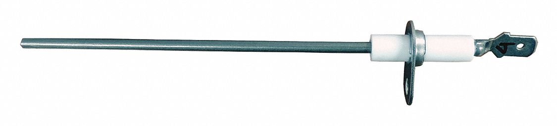 Flame Sensor: Universal, Direct Spark Ignition, Straight, 2 1/2 in Probe Lg, Hardwired, Stud Mount
