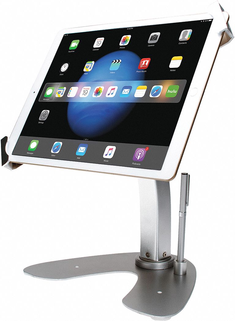Tabletop Stand: Silver, Aluminum, 14 1/2 in Ht, 10 1/4 in Lg, 8 in Wd, Metal Stand