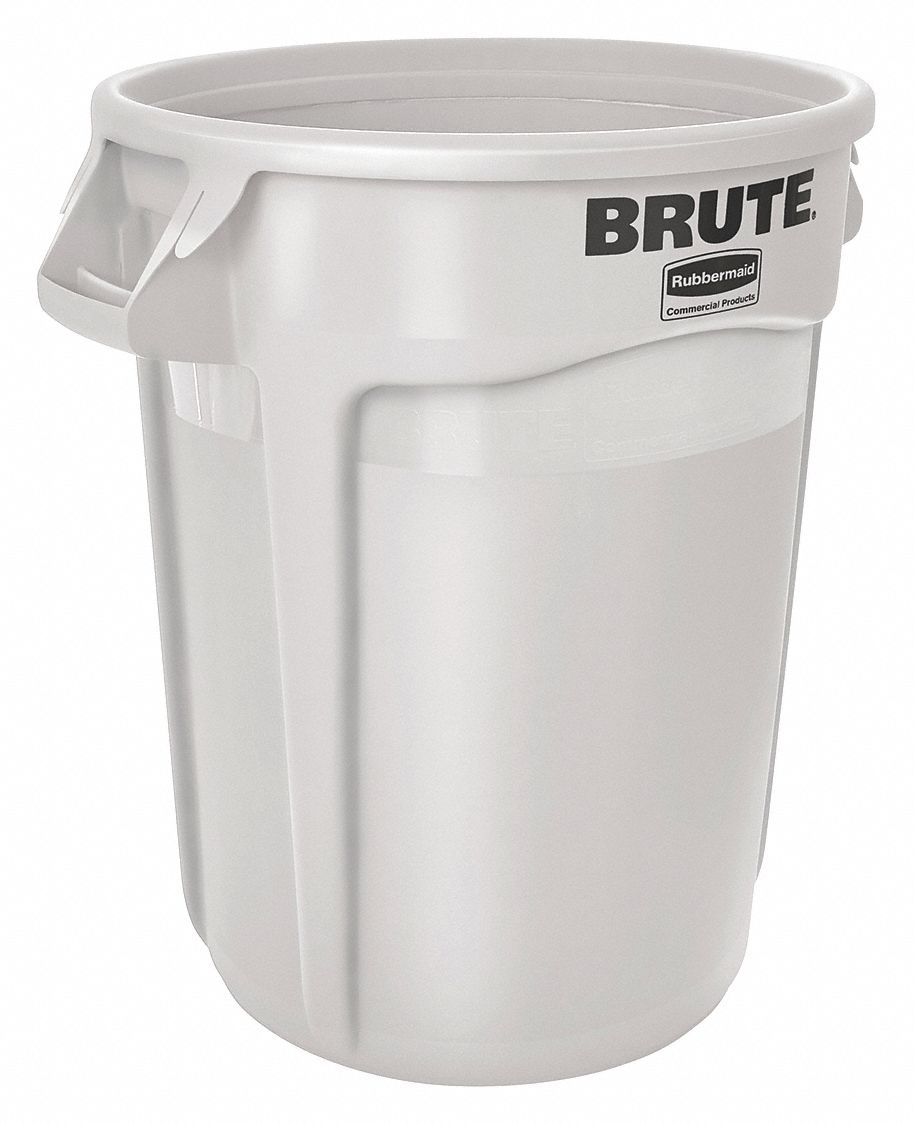 TRASH CAN, BRUTE, ROUND, WHITE, 10 GALLON CAPACITY, 17 IN OVERALL H