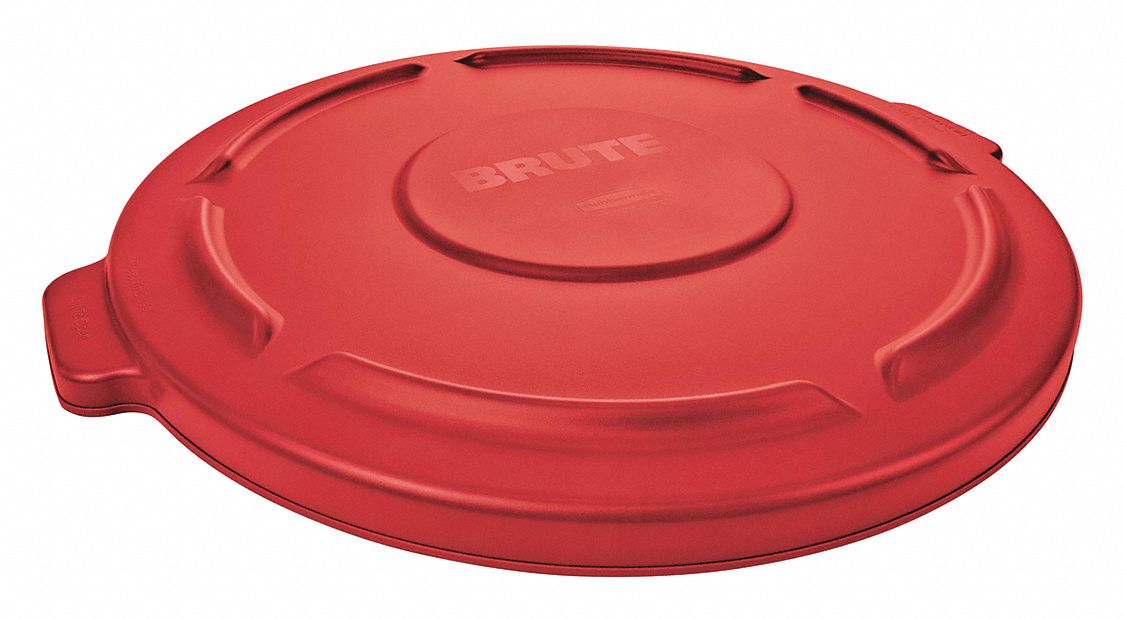 Trash Can Top: Round, 55 gal Capacity, 29 1/8 in Overall Dia, Red