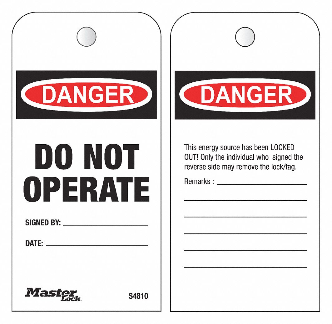 MASTER LOCK, Danger, Do Not Operate, Safety Tag - 48XM57|S4810 - Grainger