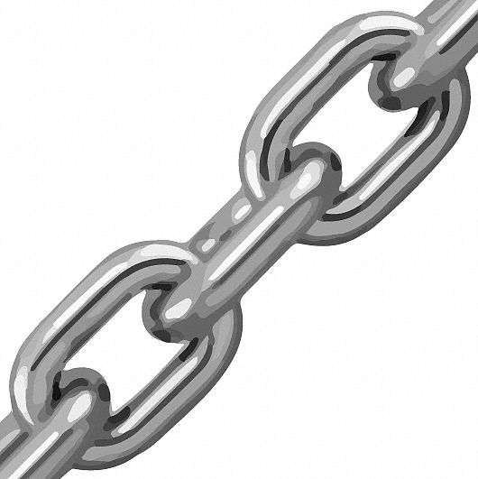 3/8 in x 10 Ft Proof Coil Welded Link Chain T316 SS 2,650 WLL 