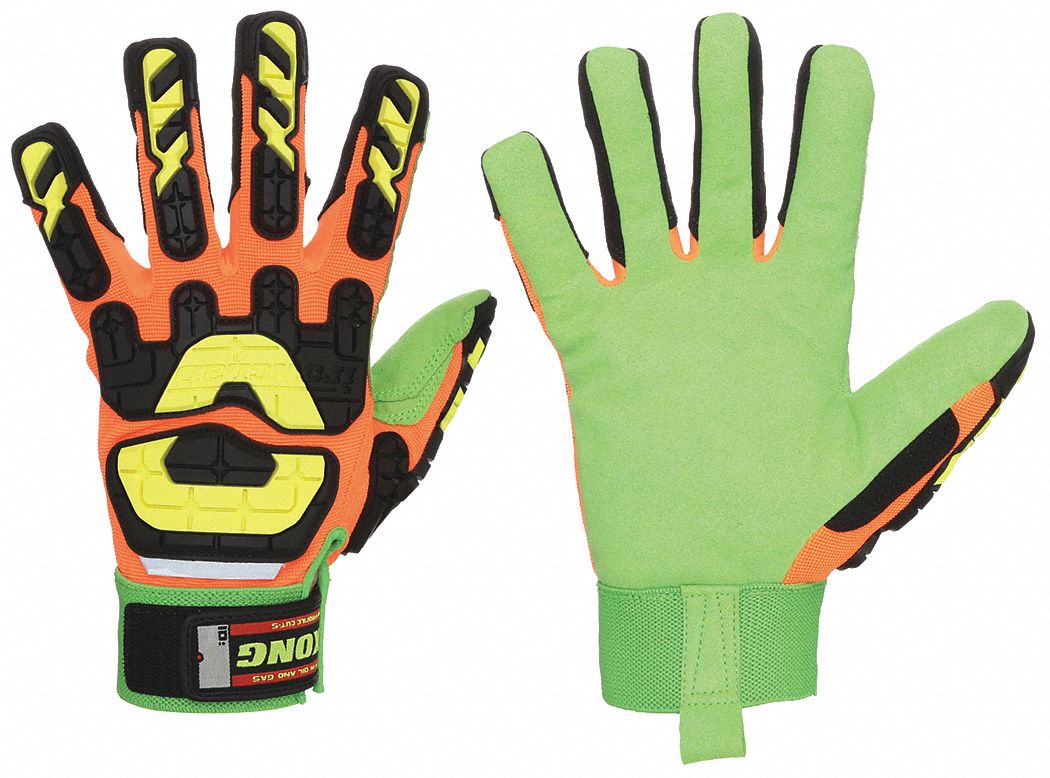 GANTS,MANCHETTE FERMÉE,PRO BS,RÉSIST CHOCS,HT VIS,ORNG/VT,TG/10,MICROSUÈDE/NYL/SPANDEX/TPR