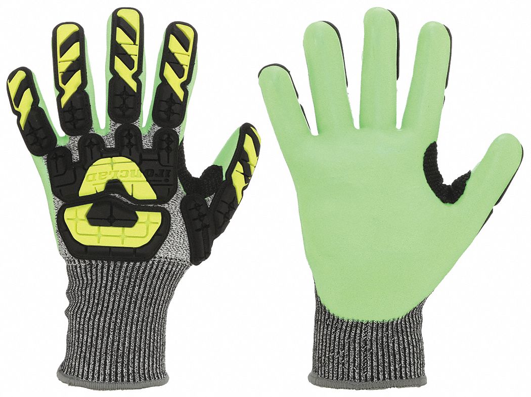 COATED GLOVES, S (7), FULL FINGER, ANSI IMPACT LEVEL 2, KNIT CUFF, UNLINED
