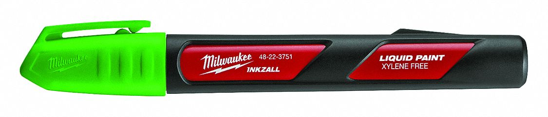 Liquid Paint Marker: 4.76 mm Tip Wd, Fiber Nib, Green, Chisel