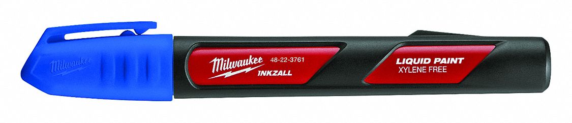 Liquid Paint Marker: 4.76 mm Tip Wd, Fiber Nib, Blue, Chisel