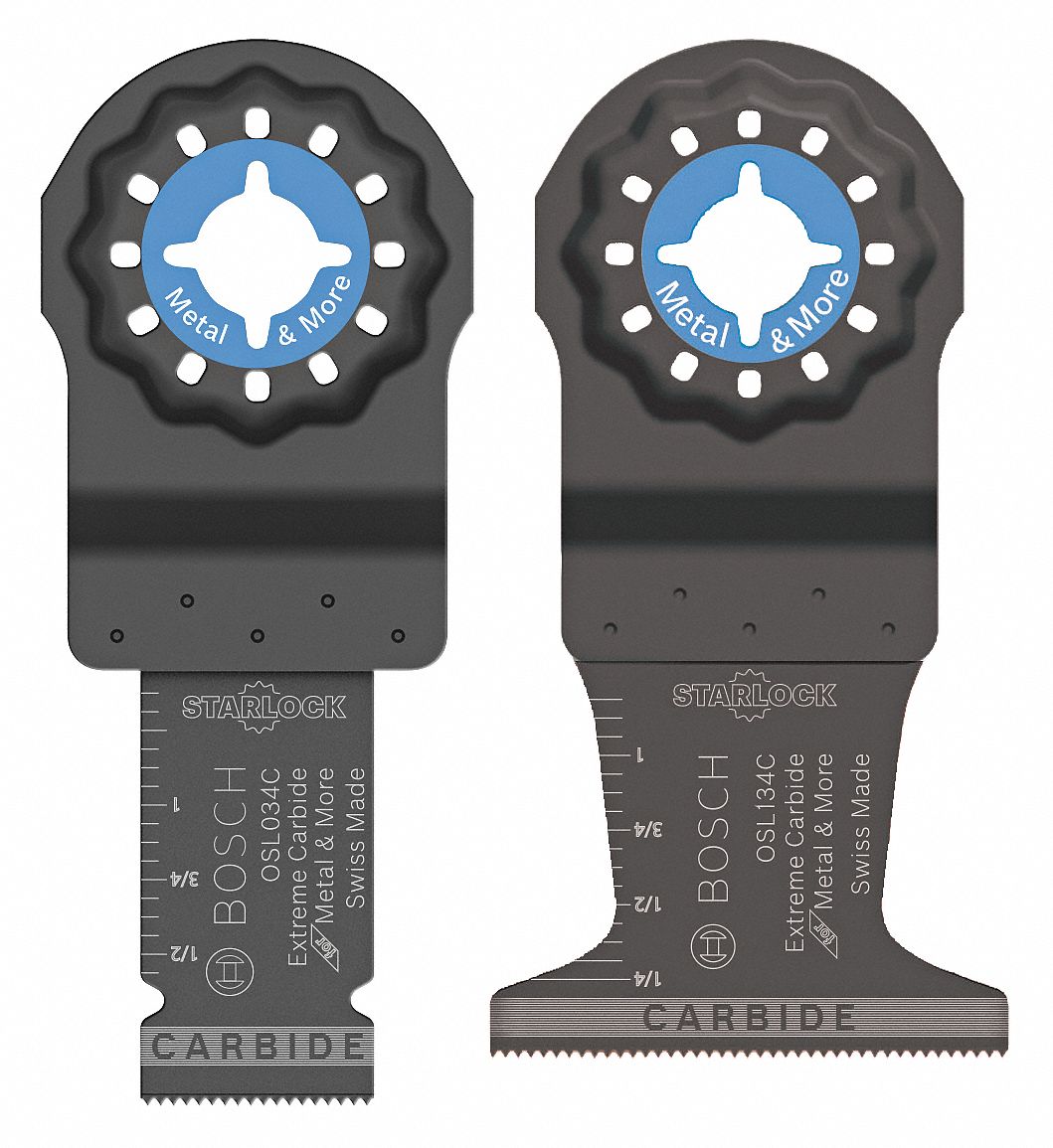 OSCILLATING MULTI-TOOL ACCESSORY BLADE SET, CARBIDE, ¾ IN AND 1¼ IN W, PLUNGE-CUT, 2-PK