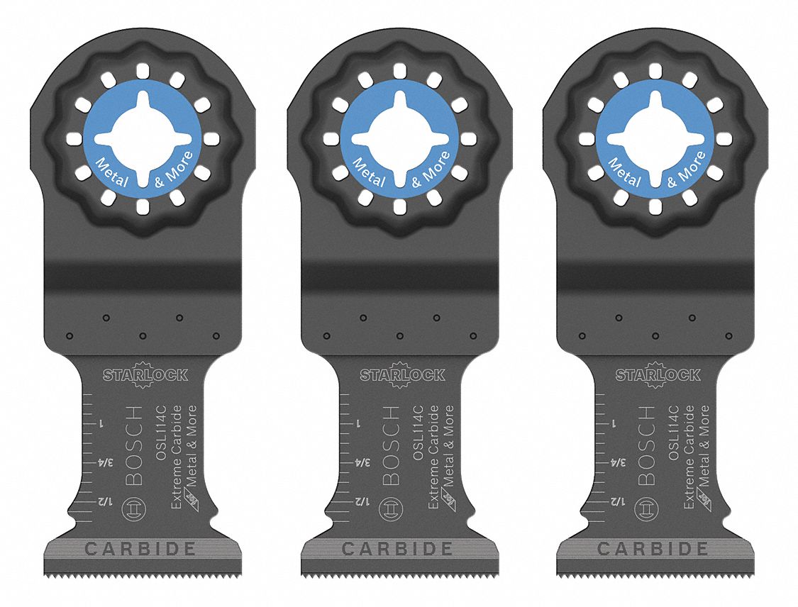 OSCILLATING TOOL BLADE, 1¼ IN, CARBIDE, 4X⅛ IN, 21000 OPM, STRAIGHT, METAL, 3-PK