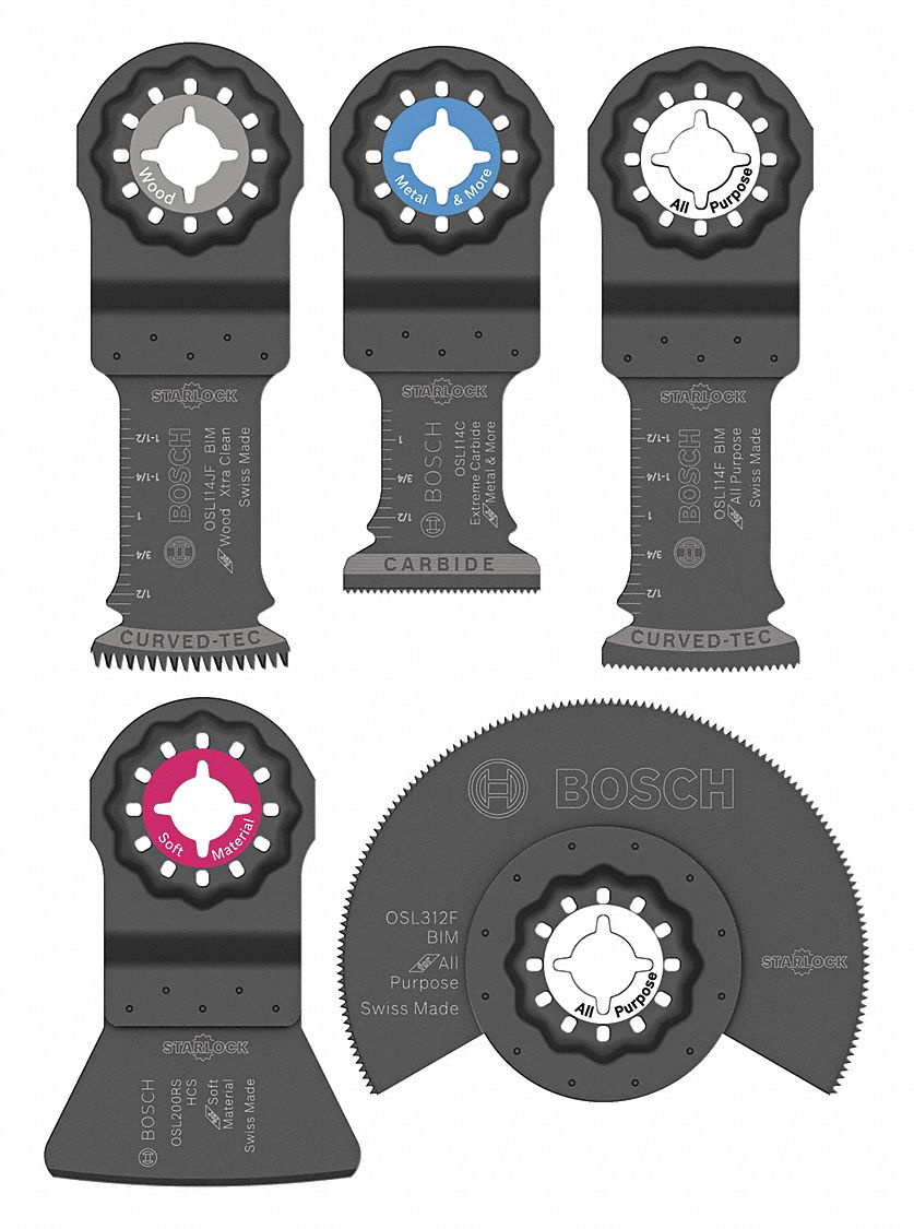 OSCILLATING MULTI-TOOL ACCESSORY BLADE SET, CARBIDE/HIGH-CARBON STEEL, 1¼ IN, 5-PK