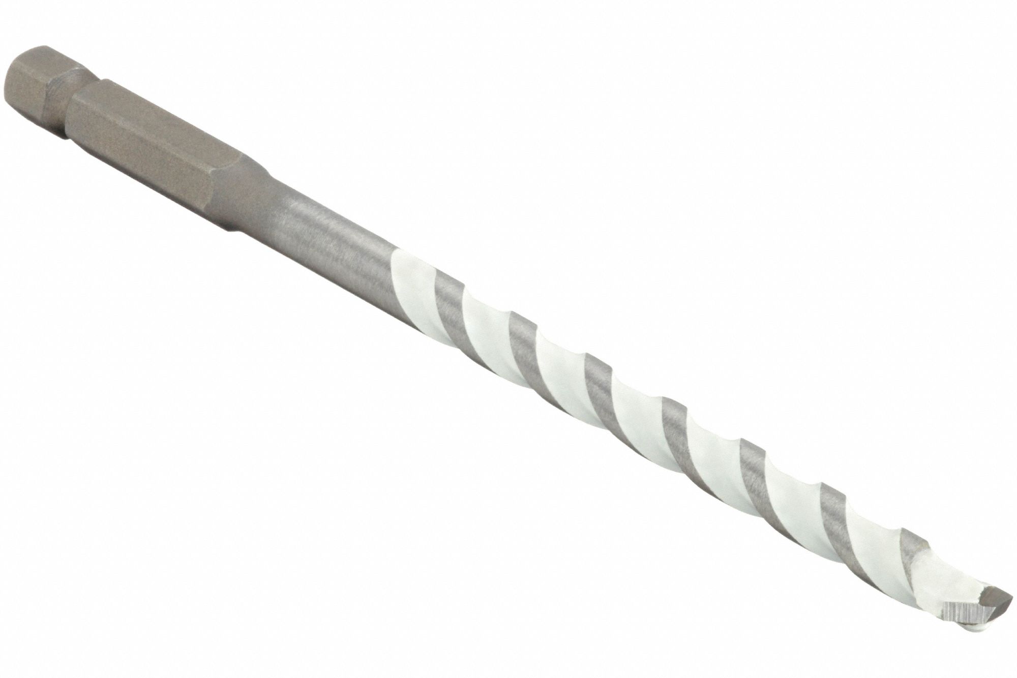 HEX SHANK DRILL BIT, 3/16 IN DRILL BIT SIZE, 4 IN MAX DRILLING DEPTH, 6 IN L, CARBIDE