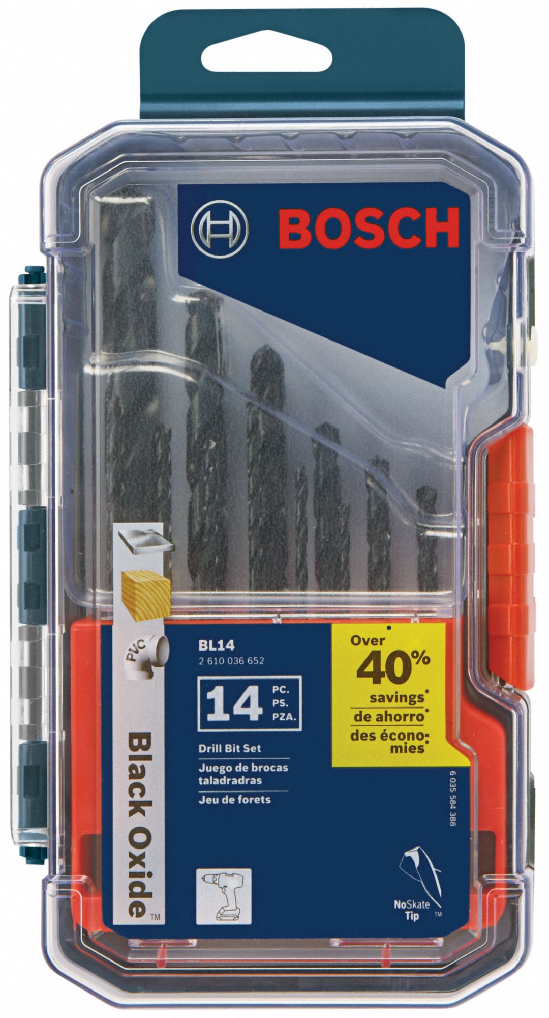 BOSCH Jobber Drill Bit Set, Number of Drill Bits 14, Drill Bit Point