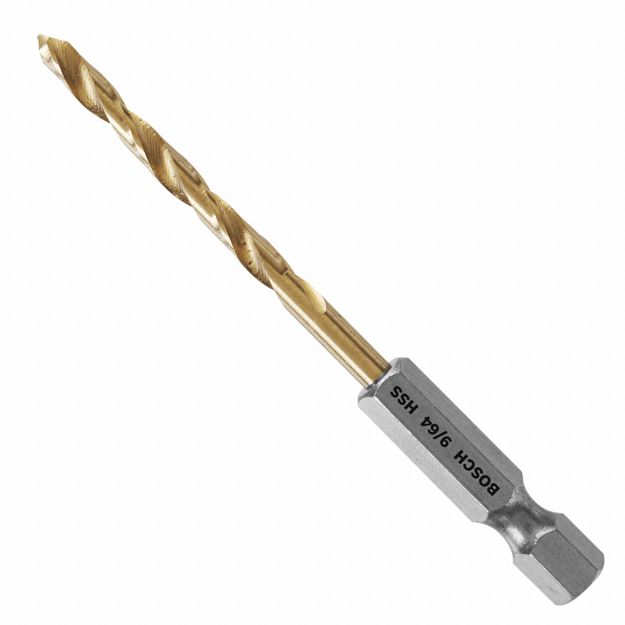 HEX SHANK DRILL BIT, 9/64 IN DRILL BIT SIZE, 1½ IN FLUTE L, ¼ IN SHANK HEX