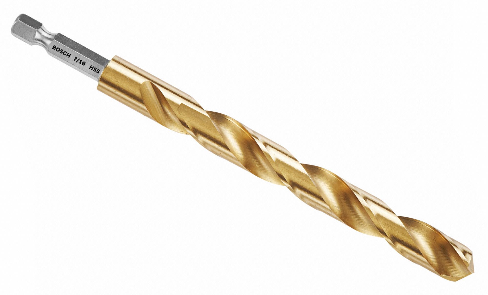 HEX SHANK DRILL BIT, 7/16 IN BIT SIZE, 4 IN FLUTE L, ¼ IN SHANK HEX, SPLIT POINT