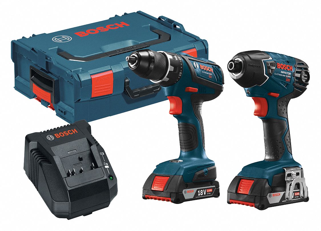 BOSCH Standard, Cordless Combination Kit, 18V DC Voltage, Number of Tools 2 48XY60CLPK232A