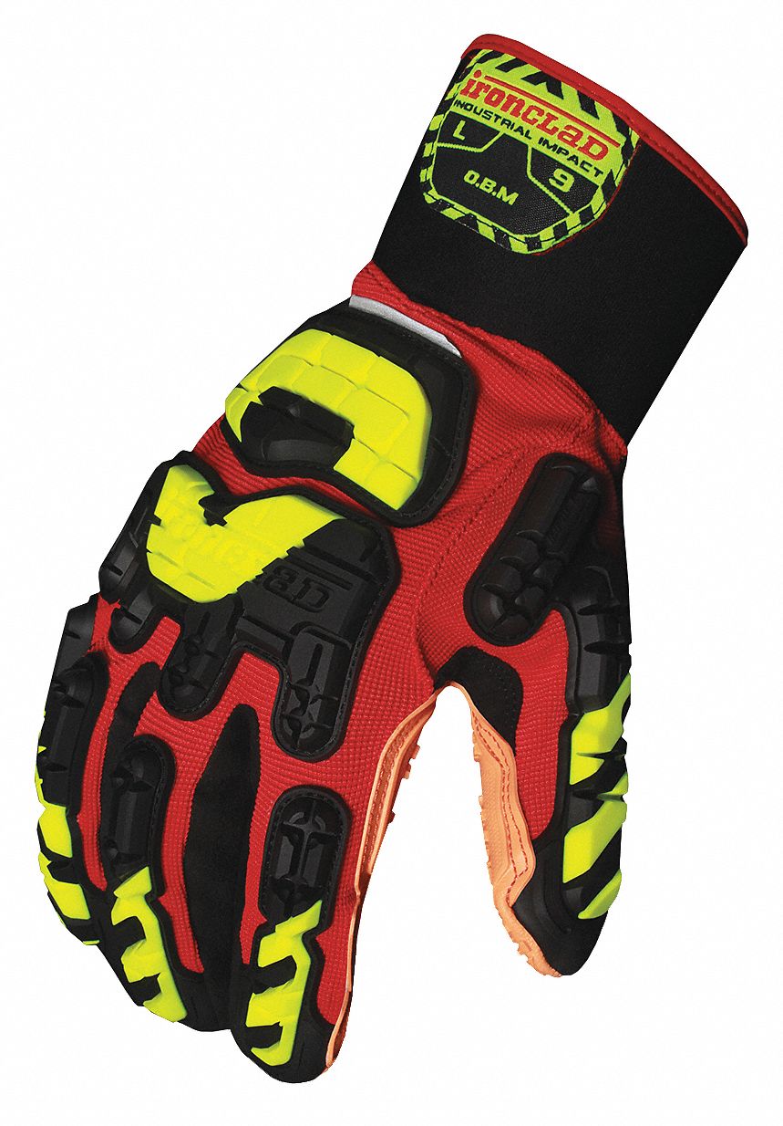 IRONCLAD AntiVibration Gloves, L, Rd/Blk/Yellow, PR 48XY94VIBOBM