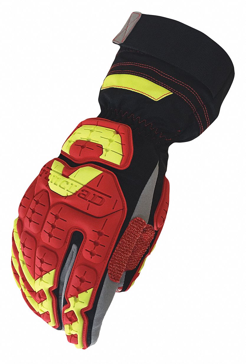 Impact Gloves, Red/Black/Gray/Yellow,