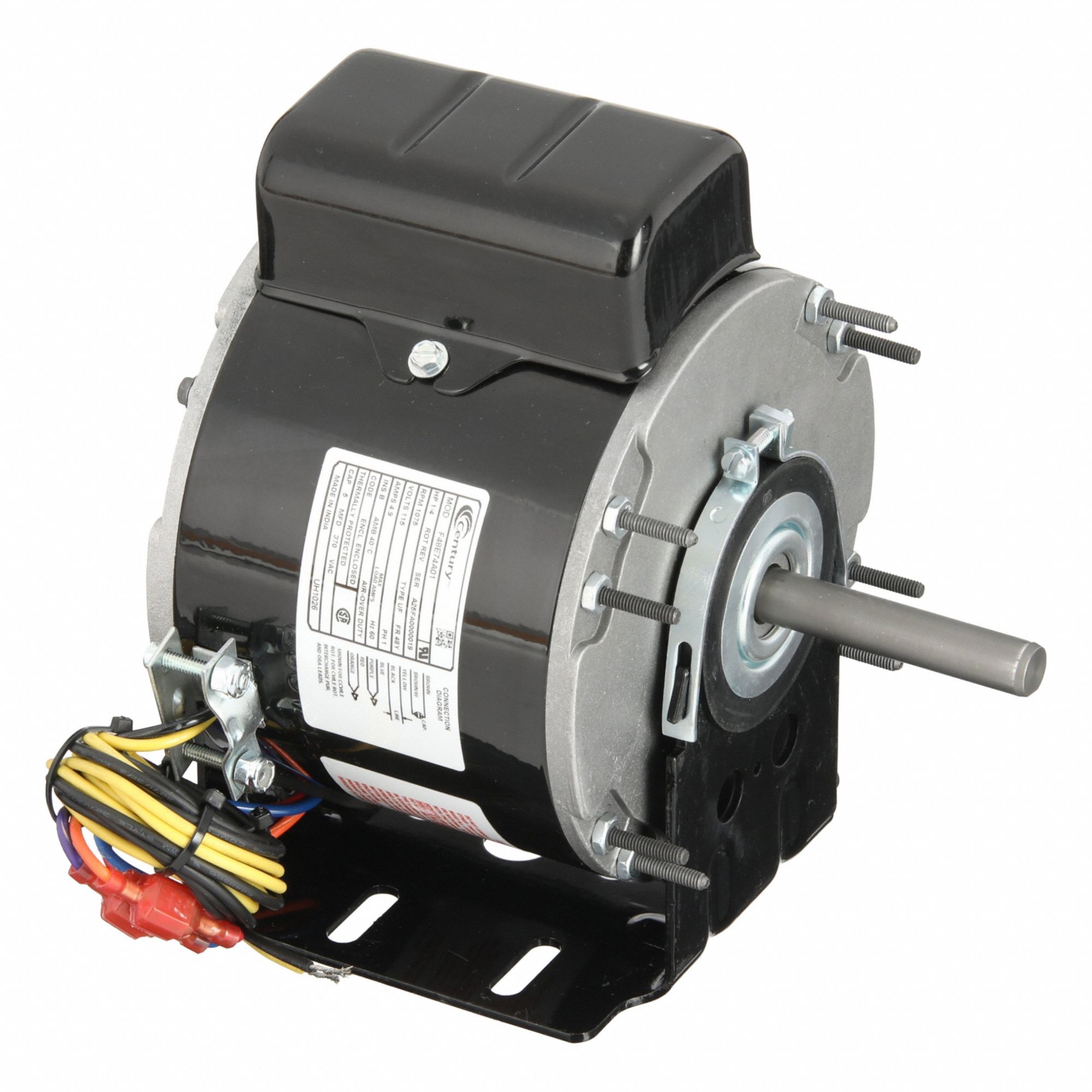 Direct Drive Blower Motor: 1 Speed, 1/4 hp Horsepower, 1, 075 RPM RPM, 115V AC, 48 Frame Size