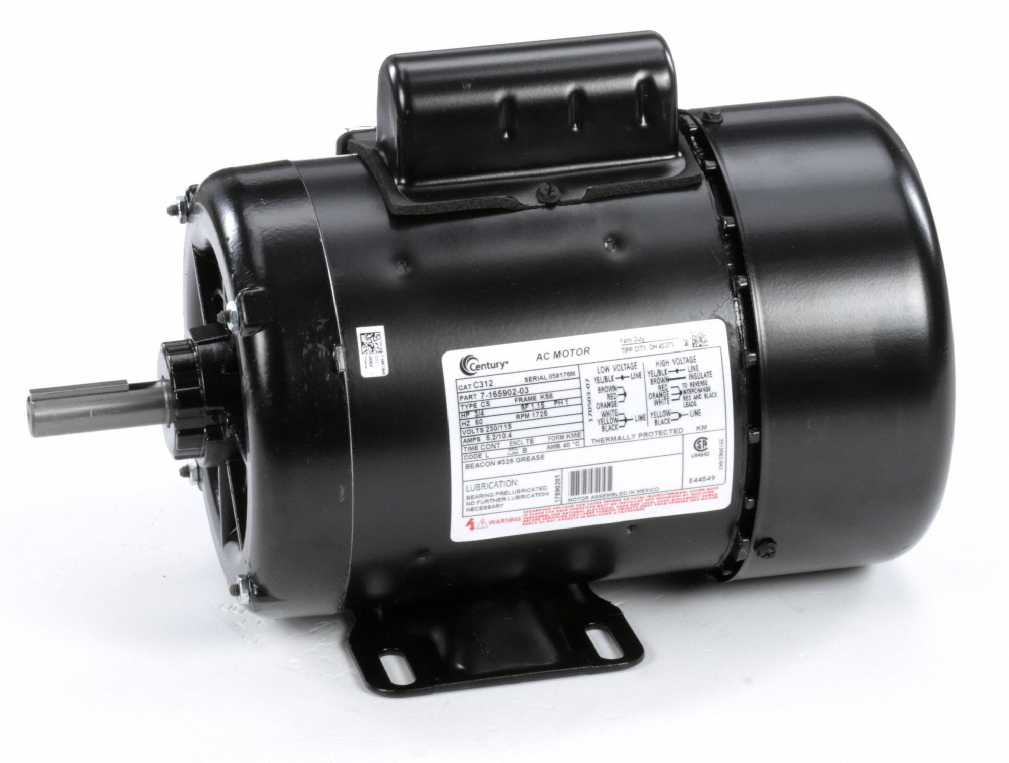 CENTURY Farm Duty Motor 48Y729C312 Grainger